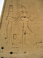 Cleopatra and her son Caesarian on the Temple at Denera